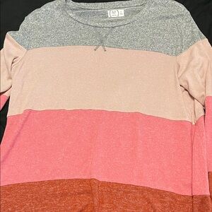 Trendy Color Block Long Sleeve Top